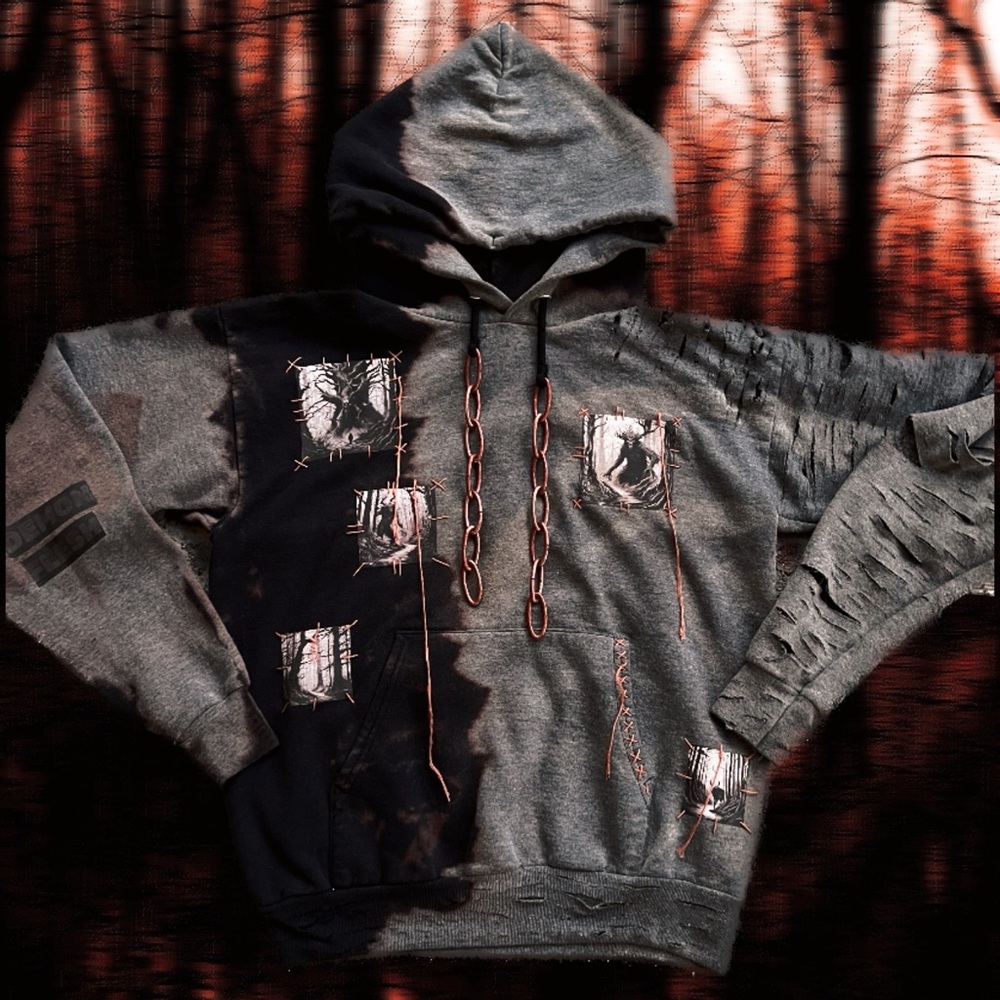 1/1 Custom Demon Flesh "WHERE THE WILD THINGS ARE" Distressed Black Hoodie